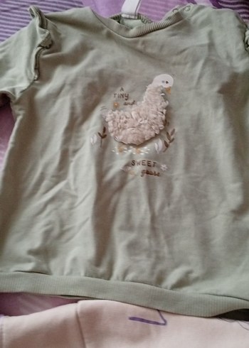 Mor Nakışlı Bebek Kız Takımı, Uzun Kollu - Görsel 3