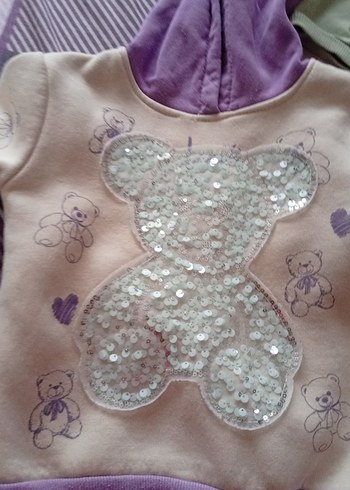 Mor Nakışlı Bebek Kız Takımı, Uzun Kollu - Görsel 2