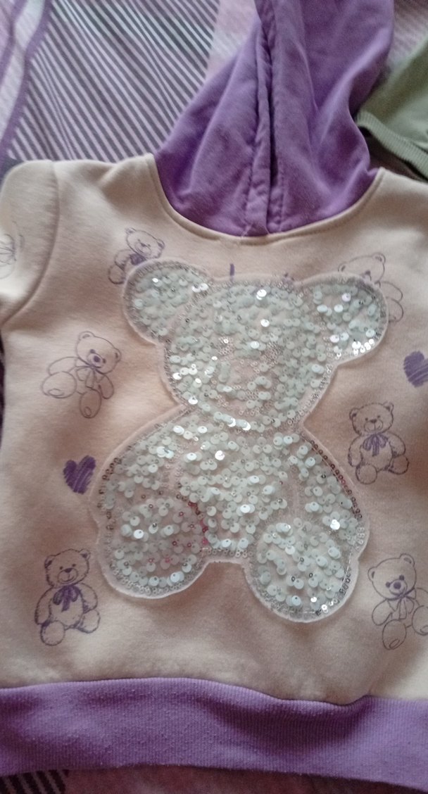 Mor Nakışlı Bebek Kız Takımı, Uzun Kollu - Görsel 2