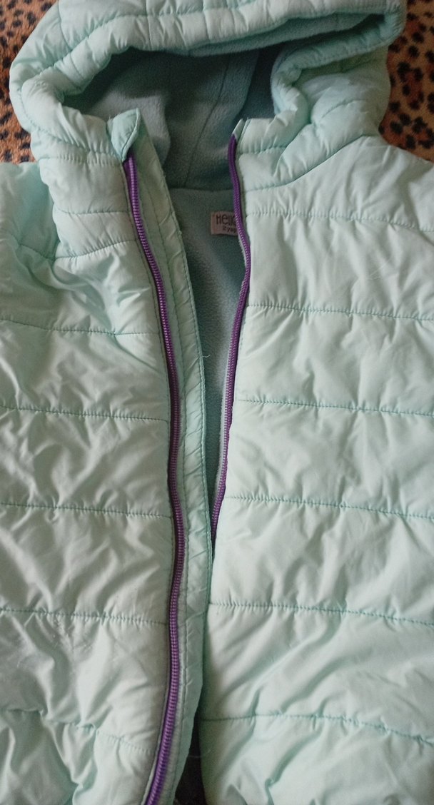 Kız erkek Çocuk Mavi Kürklü Kapüşonlu Mont - Görsel 2