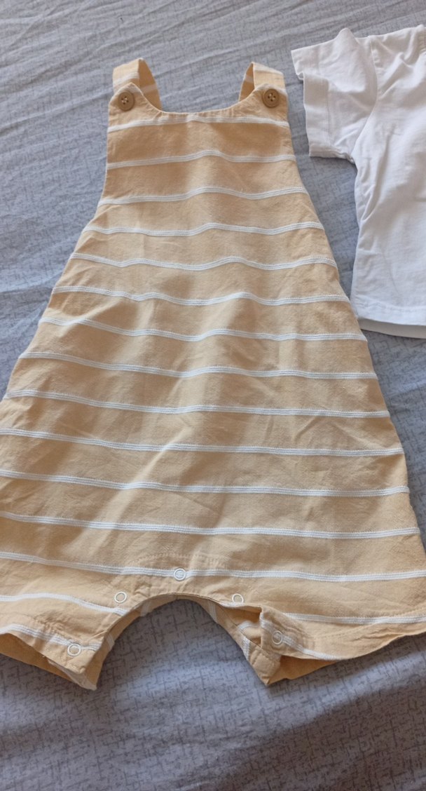 Bej Keten Bebek Erkek Kısa Kollu Takım - Görsel 2