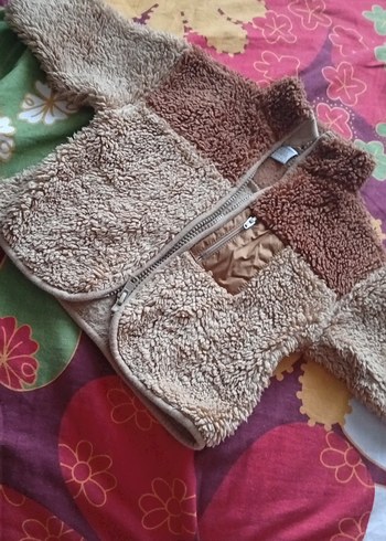 3-6 Ay Beden Kız Çocuk Kahverengi Fermuarlı Sweatshirt