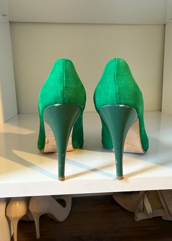 Yeşil Süet Stiletto Topuklu Kadın Ayakkabı - Görsel 3