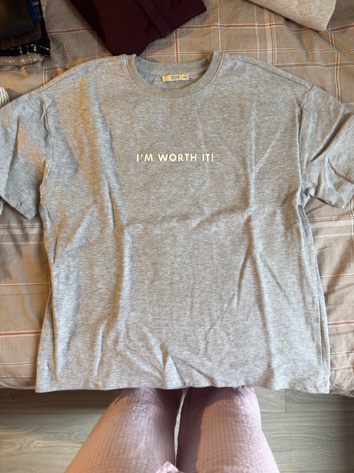 Gri Rahat Kesim oversize tişört - Görsel 2