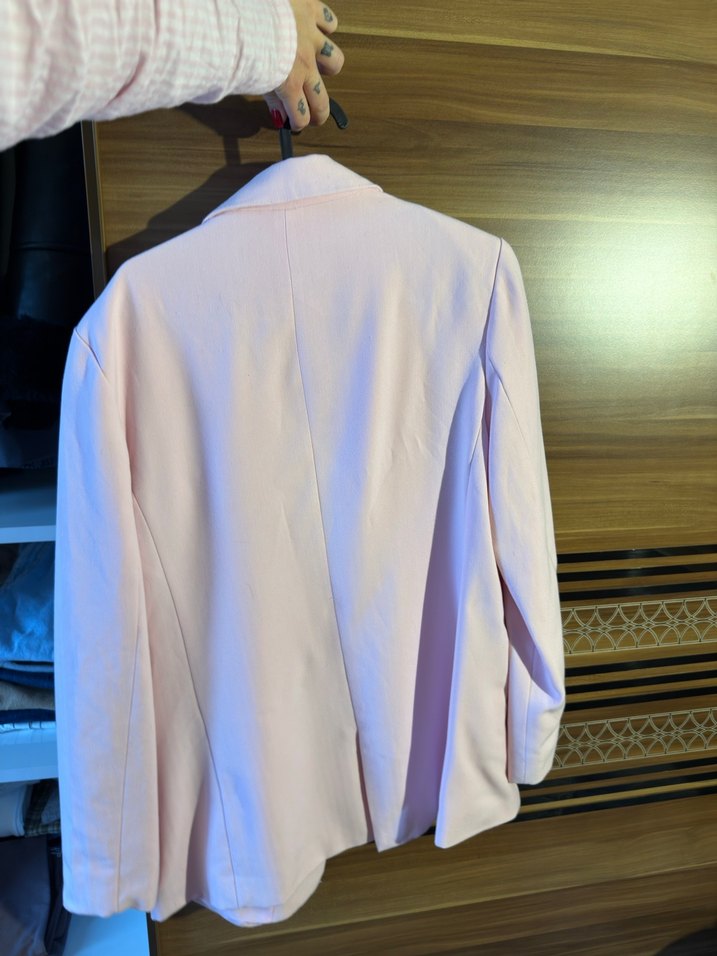 Pembe Düğmeli Kadın Blazer Ceket - Görsel 3