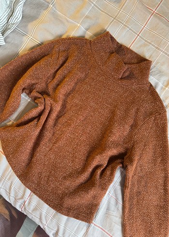 Kahverengi Boğazlı Örgü Kadın Kazak - Görsel 2