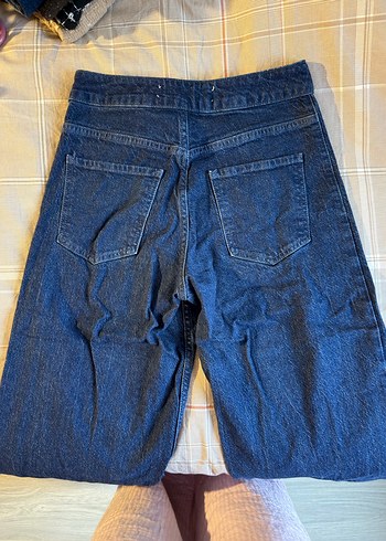 Düğmeli Mavi Midi Denim Kadın Pantolon - Görsel 3