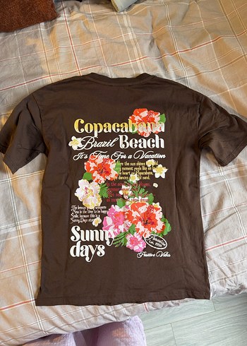 Kahverengi Baskılı Kısa Kollu Tişört - Görsel 2