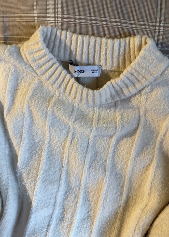 Beyaz Örgü Kadın Triko Kazak - Görsel 2