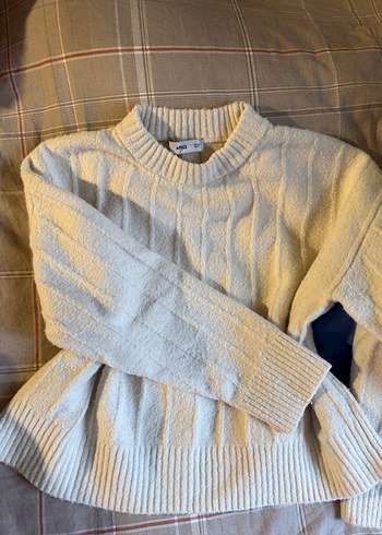 Beyaz Örgü Kadın Triko Kazak - Görsel 3