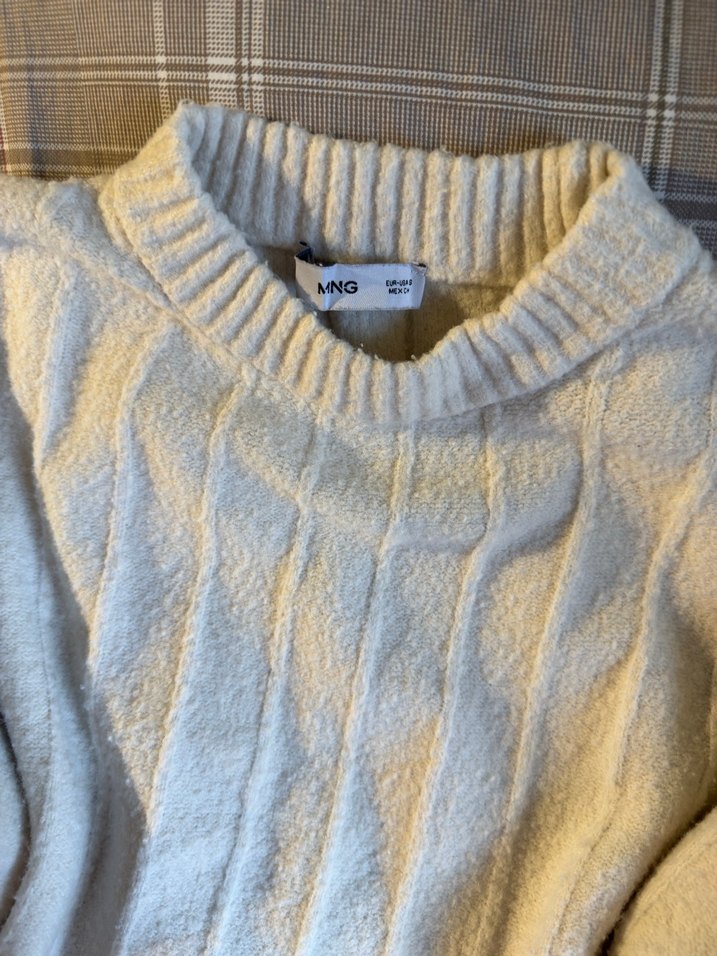 Beyaz Örgü Kadın Triko Kazak - Görsel 2