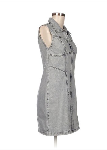 Trendyol & Milla Gri Denim Midi Elbise Fermuarlı