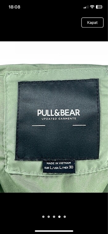 l Beden yeşil Renk Pull&Bear şişme mont