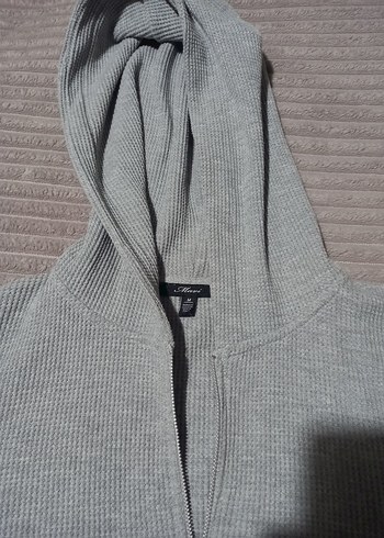 m Beden Gri Kapüşonlu Fermuarlı Kadın Sweatshirt