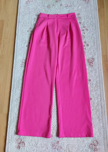 Pembe Midi Pilili Kadın Kumaş Pantolon