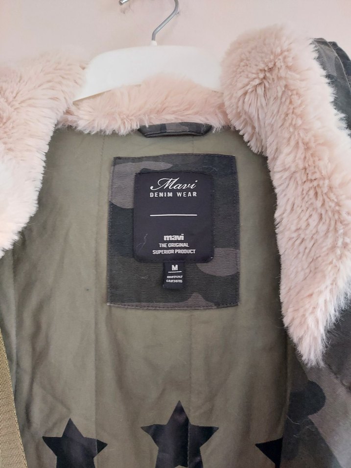 Kadın Gri Kamuflaj Kemerli Ceket - Görsel 2