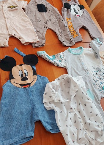 Pamuklu Baskılı Gri Bebek Tulumları - Görsel 2