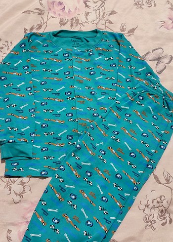 Turkuaz Renkli Baskılı Erkek Pijama Takımı - Görsel 3