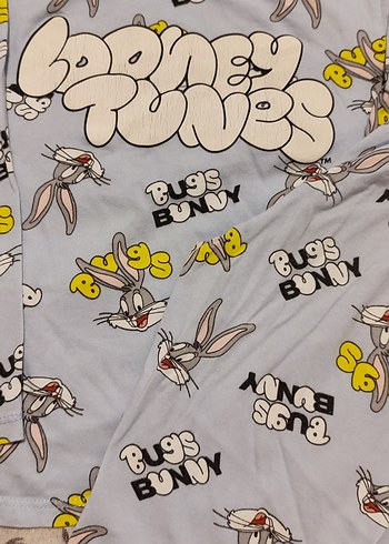 Bugs Bunny Desenli Gri Lohusa Pijama Takımı - Görsel 3