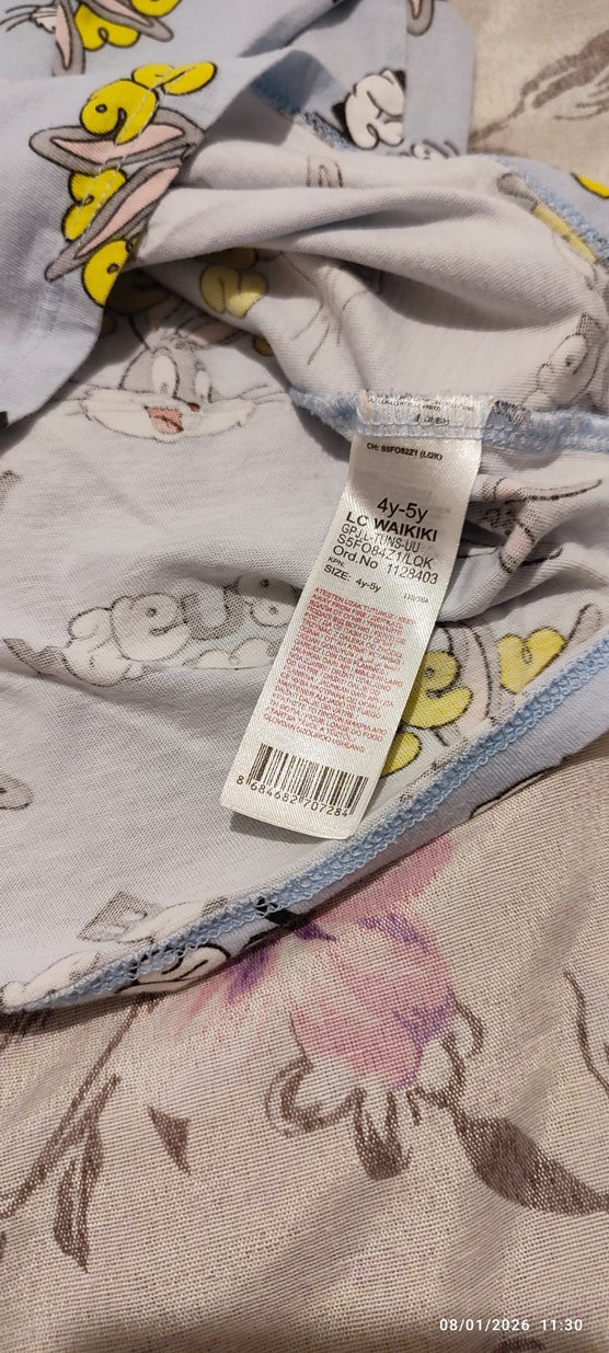 Bugs Bunny Desenli Gri Lohusa Pijama Takımı - Görsel 4