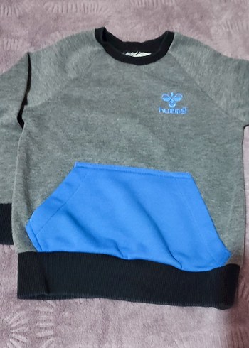 Gri Erkek Çocuk Sweatshirt Mavi Cepli - Görsel 2