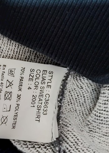 Gri Erkek Çocuk Sweatshirt Mavi Cepli - Görsel 3