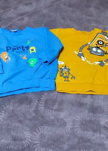 Çocuk Mavi Baskılı Sweatshirt - Görsel 3