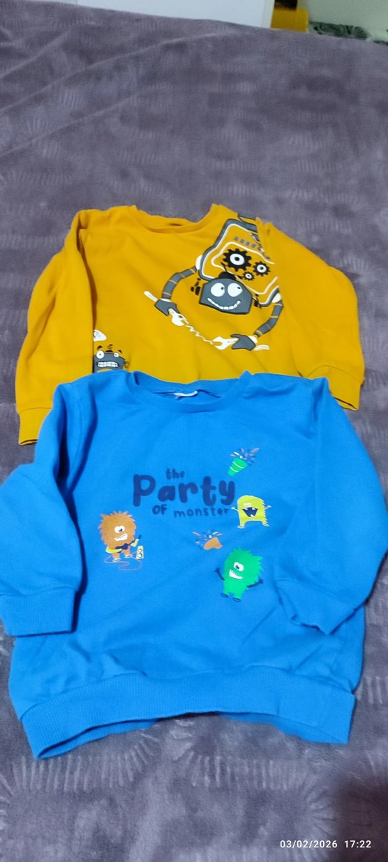 Çocuk Mavi Baskılı Sweatshirt - Görsel 4