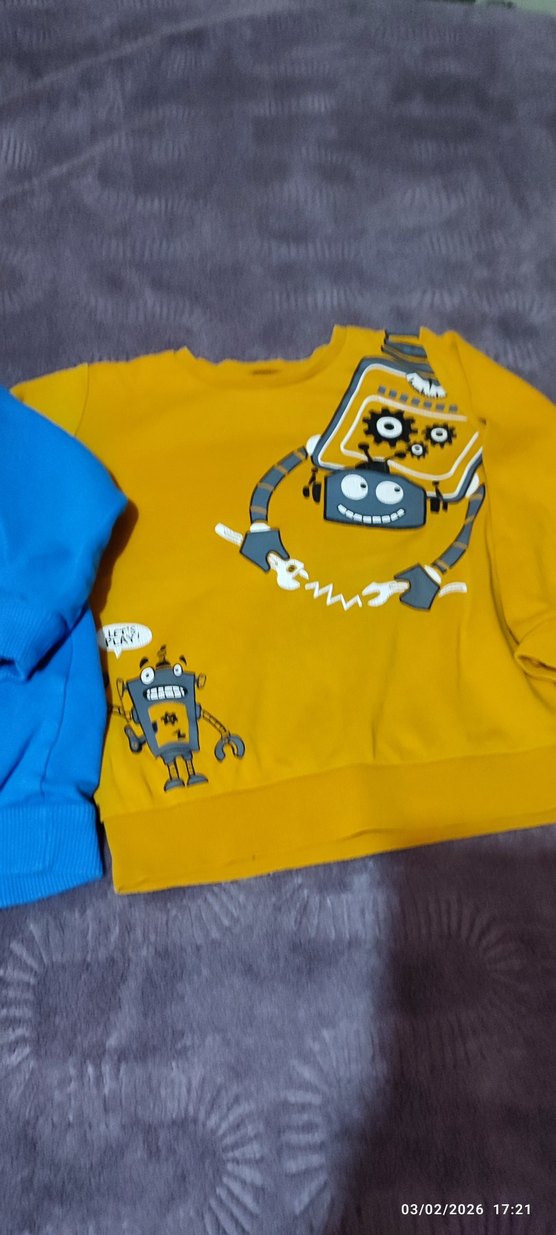 Çocuk Mavi Baskılı Sweatshirt - Görsel 2