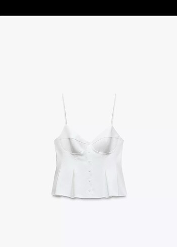 Zara Düğmeli Beyaz Mini Büstiyer