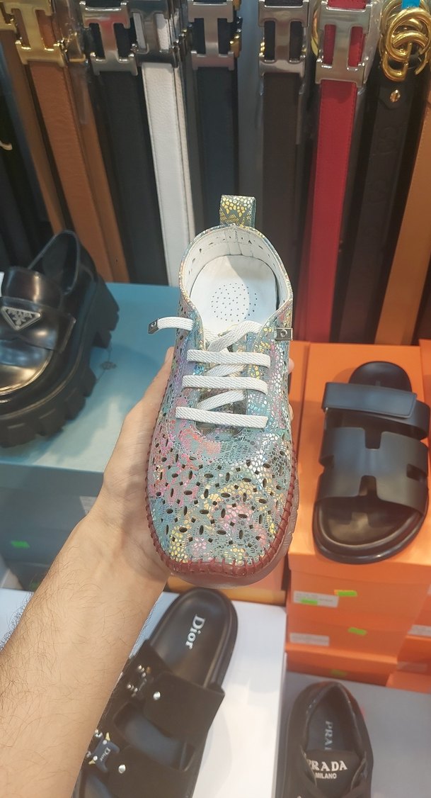 Renkli Payetli Bağcıklı Kadın Sneakers - Görsel 2