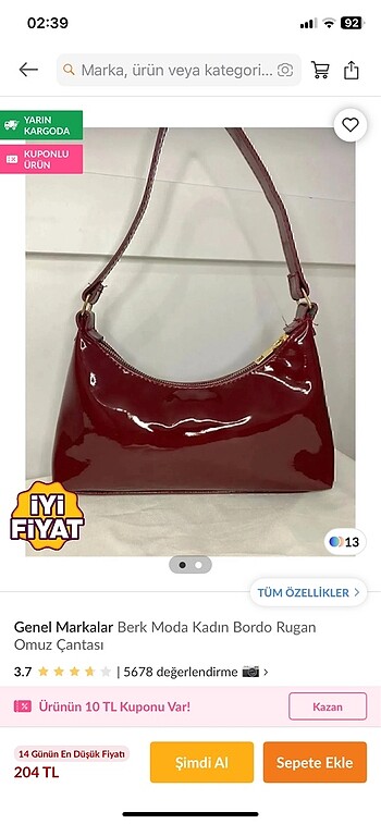 Bordo rugan çanta