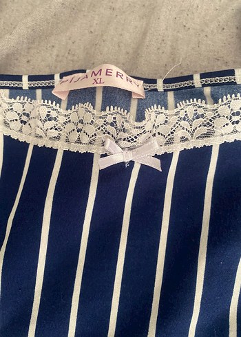 Penti Çizgili Lacivert Mini Kadın Pijama Takımı