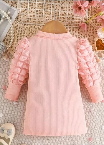 Diğer Kız Bebek puf kollu Pembe elbise
