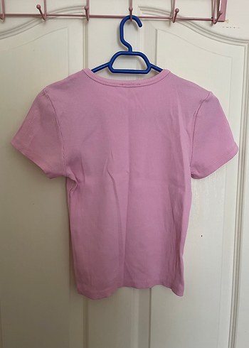 m Beden pembe Renk Pembe Kadın Kısa Kollu Basic Tişört