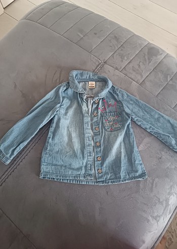 Nakışlı Gri Çocuk Kot Gömlek - Görsel 2