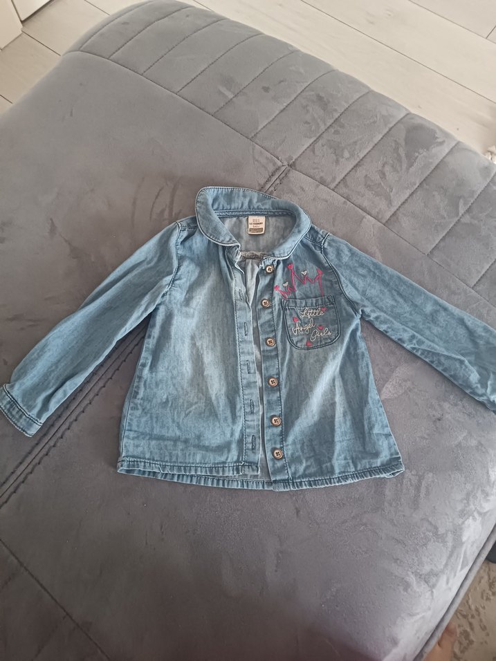 Nakışlı Gri Çocuk Kot Gömlek - Görsel 2