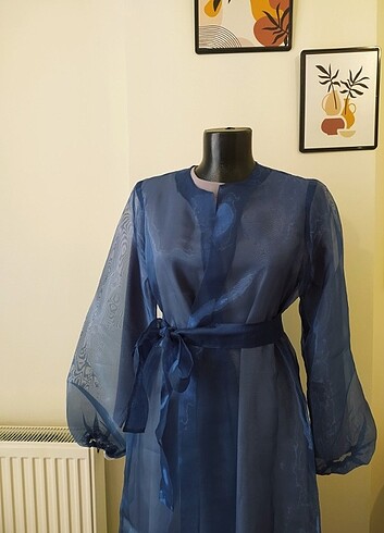 universal Beden mavi Renk Organze Kaftan