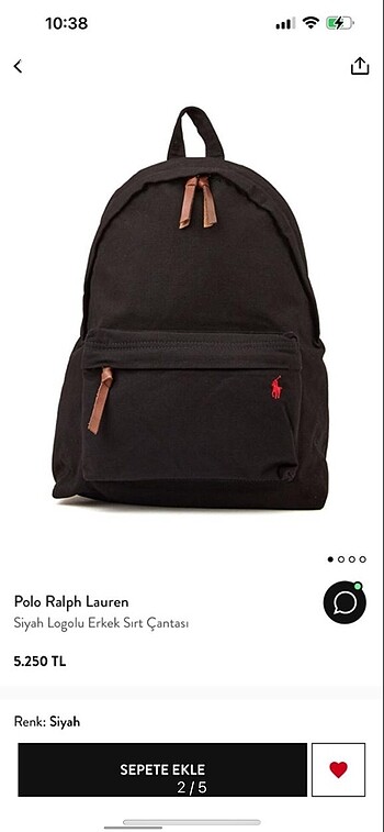 Polo Ralph Lauren Polo Ralph Lauren siyah sırt çantası