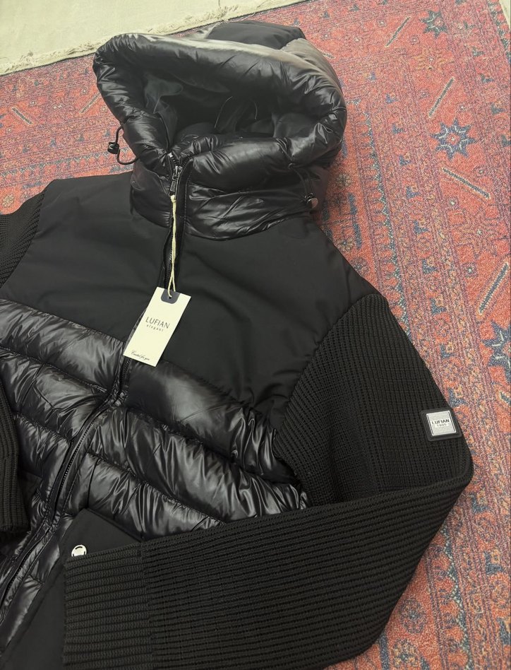 Lufian örme Erkek Siyah Kapüşonlu Fermuarlı Mont - Görsel 2