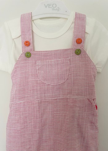 Veo baby Düğmeli Pembe Kız Bebek Kısa Tulum - Görsel 2