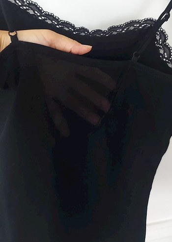 m Beden Siyah askıları ayarlanabilir atlet body