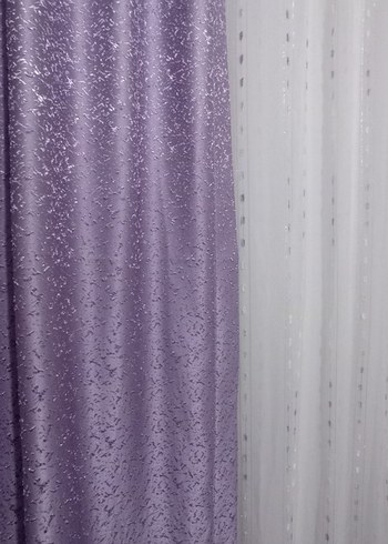 Taç Mor Bağlama Desenli Fon Perde
