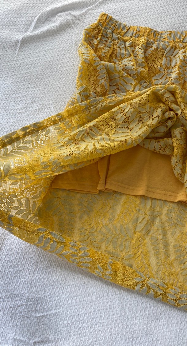 Sarı Dantel Detaylı etek - Görsel 2