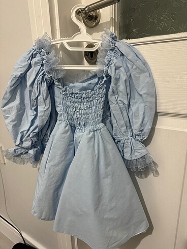 4 Yaş Beden mavi Renk Kız cocuk elbise