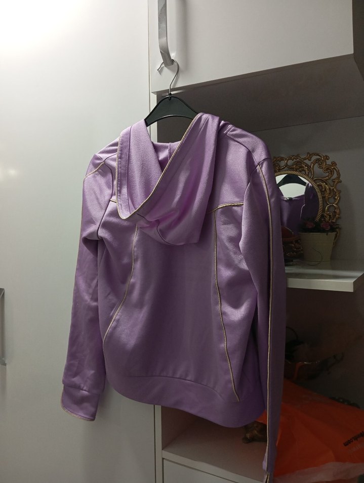 Parlak Mor Fermuarlı Kadın Ceket - Görsel 4