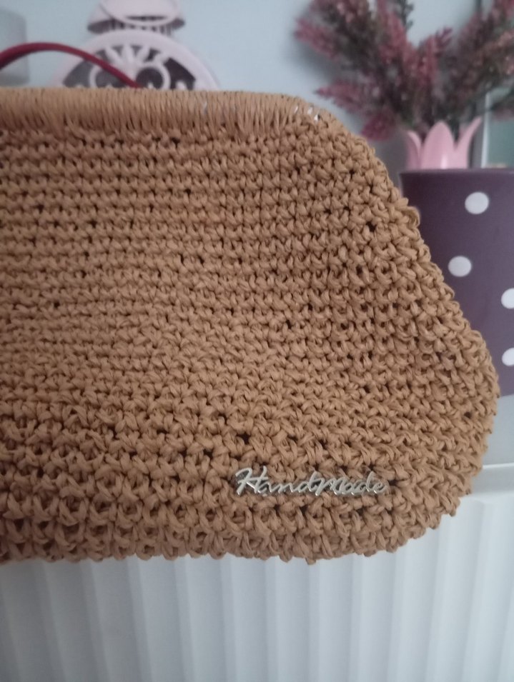 Bej Örgü Kadın El Çantası - Görsel 4