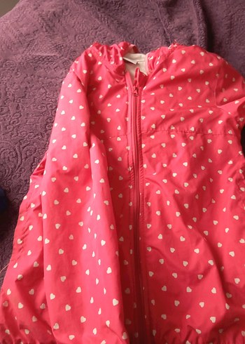 Kız Çocuk Kapüşonlu Pembe Yağmurluk - Görsel 2