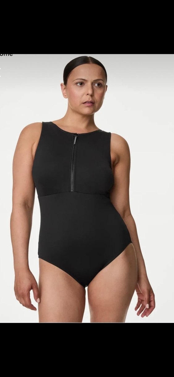 Fermuarlı Siyah Kadın Mayo Marks&Spencer - Görsel 2