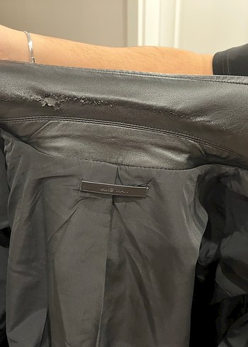 Düğmeli Siyah Deri Biker Ceket - Görsel 6